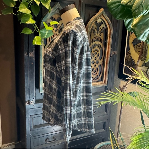 Madewell Terrence lace up pop over plaid flannel wool blend top - Picture 7 of 14